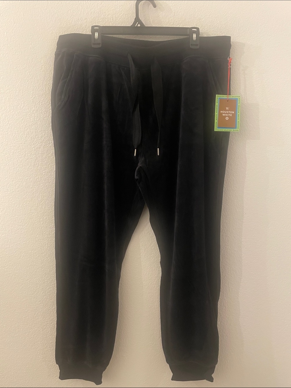 Houston White Men's Black Velour Joggers Pants